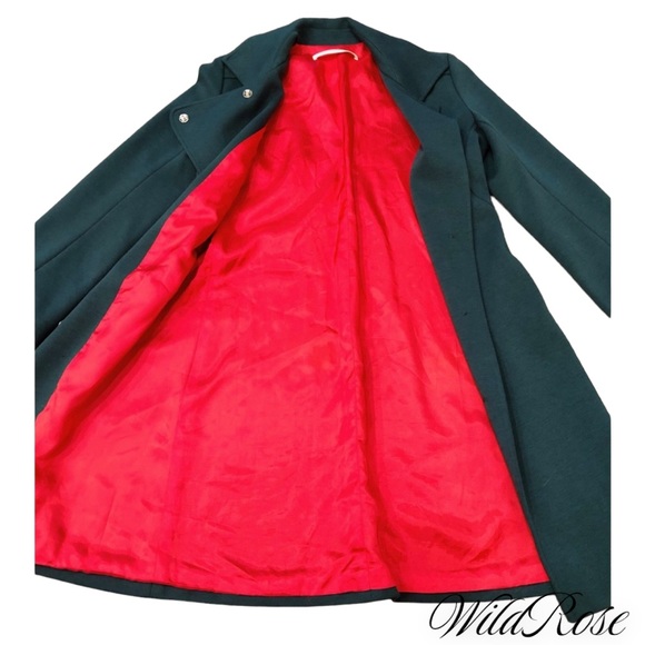 DVF DIANE VON FURSTENBERG Green Snap Trench Jacket SZ 4 - Picture 13 of 17